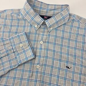 Vineyard Vines Men's Slim Fit Tucker Shirt Gray Plaid Long Sleeve Button Down M